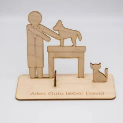 Geldgeschenk Tierarzt - aus Holz personalisiert