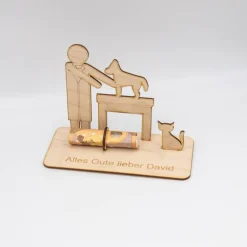 Geldgeschenk Tierarzt - aus Holz personalisiert