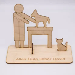 Geldgeschenk Tierarzt - aus Holz personalisiert