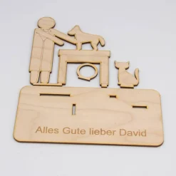 Geldgeschenk Tierarzt - aus Holz personalisiert