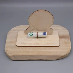 Geldgeschenk TIschtennis - aus Holz personalisiert