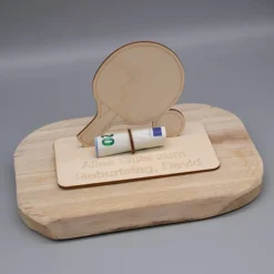 Geldgeschenk TIschtennis - aus Holz personalisiert
