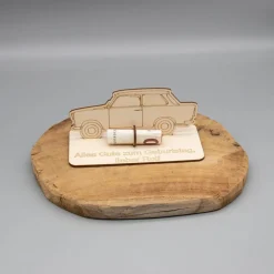 Geldgeschenk Trabbi - aus Holz personalisiert
