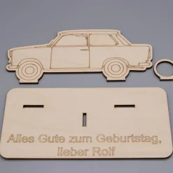 Geldgeschenk Trabbi - aus Holz personalisiert