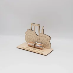 Geldgeschenk Traktor - aus Holz personalisiert