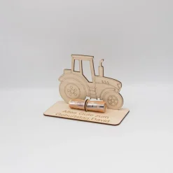 Geldgeschenk Traktor - aus Holz personalisiert