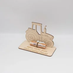 Geldgeschenk Traktor - aus Holz personalisiert
