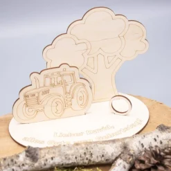 Geldgeschenk Traktor - aus Holz personalisiert