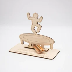 Geldgeschenk Trampolin - aus Holz personalisiert