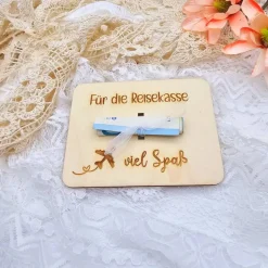 Geldgeschenk Urlaubskasse  | Urlaubsgeld Karte | Gutschein für Reise | Geschenkverpackung aus Holz | Flitterwochen