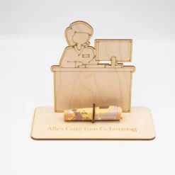 Geldgeschenk Verkäuferin - aus Holz personalisiert
