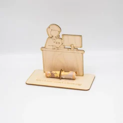 Geldgeschenk Verkäuferin - aus Holz personalisiert