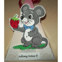 Geldgeschenk Verpackung Mäuse-Dreieckschachtel mit Bügelbild – Originelle Geschenkbox selber basteln