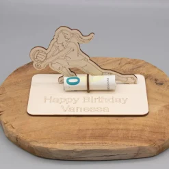 Geldgeschenk Volleyball - aus Holz personalisiert