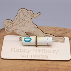 Geldgeschenk Volleyball - aus Holz personalisiert
