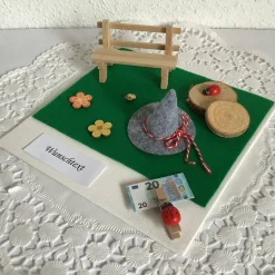 Geldgeschenk Wandern und Wander-Urlaub oder Pilger-Reise in die Berge zur Einkehr Wanderung ein Geschenk oder Gutschein