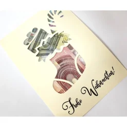 Geldgeschenk Weihnachten Größenwahl Farbwunsch Frohe Weihnachten Weihnachtsstiefel Geldverpackung - Ohne Bilderrahmen