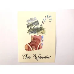 Geldgeschenk Weihnachten Größenwahl Farbwunsch Frohe Weihnachten Weihnachtsstiefel Geldverpackung - Ohne Bilderrahmen