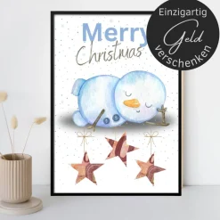 Geldgeschenk Weihnachten Schneemann | Geschenkidee Weihnachtsgeld | Wunscherfüller Geld Stern