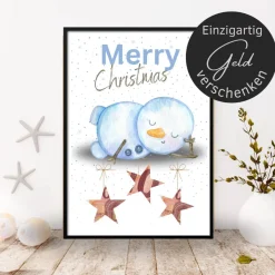 Geldgeschenk Weihnachten Schneemann | Geschenkidee Weihnachtsgeld | Wunscherfüller Geld Stern