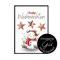 Geldgeschenk Weihnachten Schneemann winterlich |  Geschenkidee Weihnachtsgeld | Wunscherfüller Geld Stern