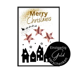 Geldgeschenk Weihnachten Häuser Stadt Merry Christmas |  Geschenkidee Weihnachtsgeld | Wunscherfüller Geld Stern