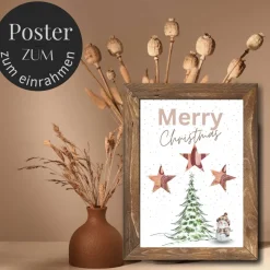 Geldgeschenk Weihnachten Schneemann Merry Christmas |  Geschenkidee Weihnachtsgeld | Wunscherfüller Geld Stern