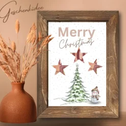 Geldgeschenk Weihnachten Schneemann Merry Christmas |  Geschenkidee Weihnachtsgeld | Wunscherfüller Geld Stern