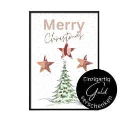 Geldgeschenk Weihnachten Schneemann Merry Christmas |  Geschenkidee Weihnachtsgeld | Wunscherfüller Geld Stern