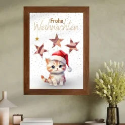 Geldgeschenk Weihnachten Katze mit Weihnachtsmütze |  Geschenkidee Weihnachtsgeld | Wunscherfüller Geld Stern