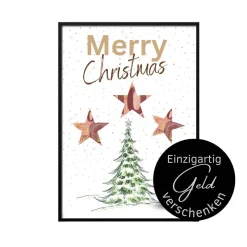 Geldgeschenk Weihnachten Rentier vor Wintertanne |  Geschenkidee Weihnachtsgeld | Wunscherfüller Geld Stern