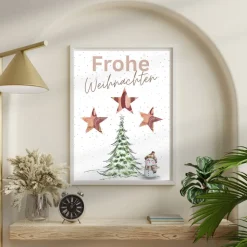 Geldgeschenk Weihnachten Schneemann vor Wintertanne |  Geschenkidee Weihnachtsgeld | Wunscherfüller Geld Stern