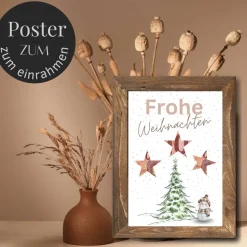 Geldgeschenk Weihnachten Schneemann vor Wintertanne |  Geschenkidee Weihnachtsgeld | Wunscherfüller Geld Stern