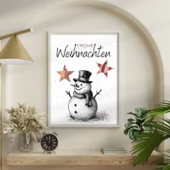 Geldgeschenk Weihnachten Schneemann schwarz weiß |  Geschenkidee Weihnachtsgeld | Wunscherfüller Geld Stern