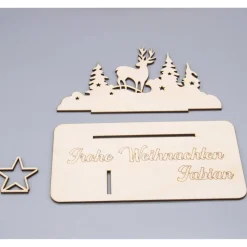 Geldgeschenk Weihnachten Hirsch- aus Holz personalisiert