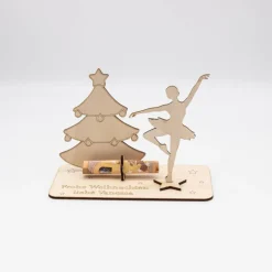 Geldgeschenk Weihnachtsballerina - aus Holz personalisiert