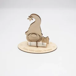 Geldgeschenk Weihnachtswichtel - aus Holz personalisiert