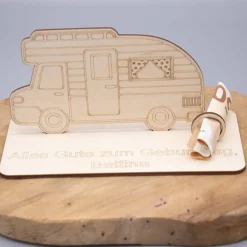 Geldgeschenk Wohnmobil - aus Holz personalisiert