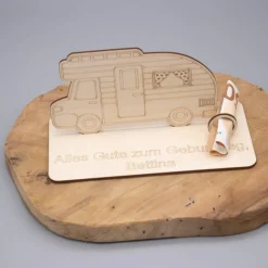 Geldgeschenk Wohnmobil - aus Holz personalisiert