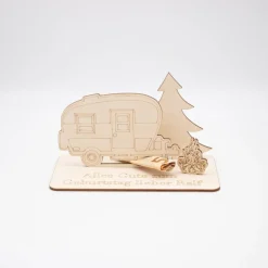 Geldgeschenk Wohnwagen - aus Holz personalisiert
