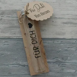 Geldgeschenk Wunscherfüller mit Holzbrett – Reagenzglas & Holzbox als Geschenkidee