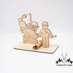 Geldgeschenk Zahnarzt - aus Holz personalisiert