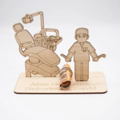 Geldgeschenk Zahnarzt - aus Holz personalisiert