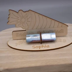 Geldgeschenk Zuckertüte - aus Holz personalisiert