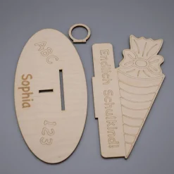 Geldgeschenk Zuckertüte - aus Holz personalisiert