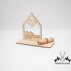 Geldgeschenk Zuhause - aus Holz personalisiert