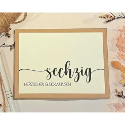 Geldgeschenk zum 60. Geburtstag – Personalisierte Geschenkbox mit Glückwunschkarte & Baumwollsäckchen