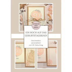 Geldgeschenk zum 50. Geburtstag für Frauen – Personalisiert & stilvoll | Geschenkbox mit Karte