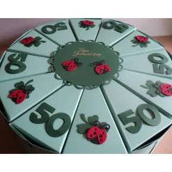 Geldgeschenk zum Geburtstag Schachteltorte Papiertorte Geburtstagstorte Geburtsgsgeschenk Marienkäfer Torte