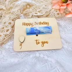 Geldgeschenk zum Geburtstag | Happy Birthday to you Karte | Karte aus Holz | Gutschein als Geschenk | Runder Geburtstag